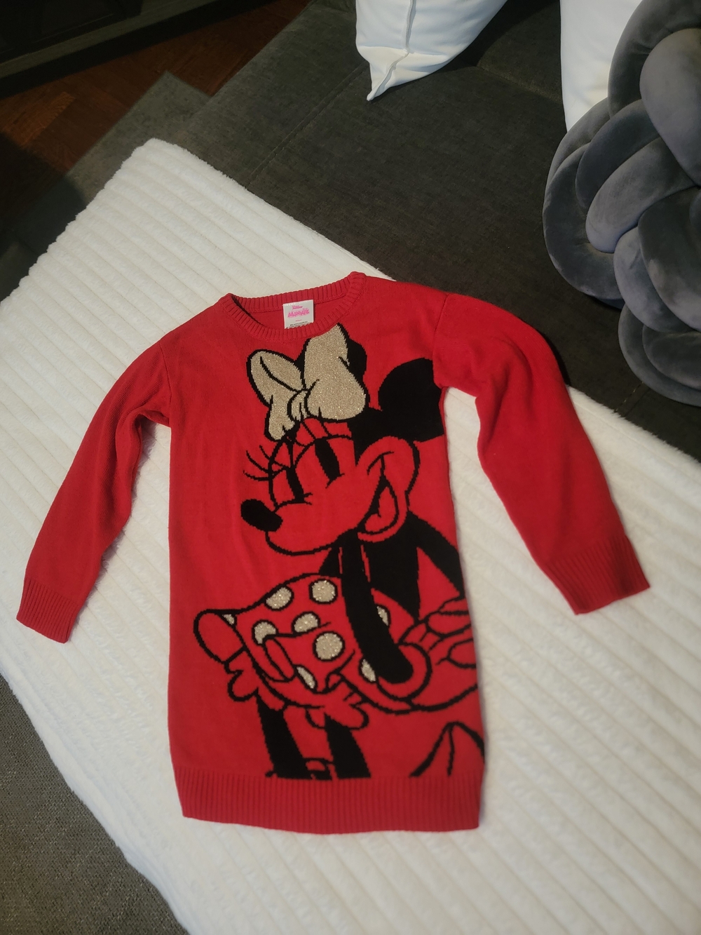 Disney Red Minnie Mouse Knit Sweater Top for Kids